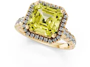 Asscher Cut Accented Halo Engagement Ring Setting for a Fancy Yellow Lab-Grown Diamond | Yellow Gold
