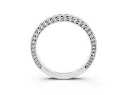 Round Diamond Channel Wedding Band Set in Platinum with Milgrain Edges