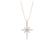 Round Lab-Grown Diamond Pavé Starburst Pendant Necklace | Eight-Point Star | Rose Gold