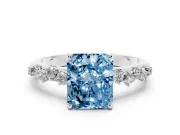 Radiant Cut Graduated Solitaire Engagement Ring Setting for a Fancy Blue Lab-Grown Diamond | White Gold