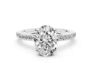 Oval Cut Diamond Pavé Band Ring Set in Silver with Prong-Set Center Stone