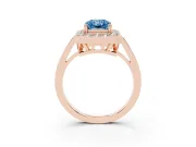 Radiant Cut Halo Engagement Ring Setting for a Fancy Blue Lab-Grown Diamond | Polished Halo Rim | Rose Gold
