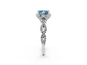 Princess Cut Milgrain Halo Engagement Ring Setting for a Fancy Blue Lab-Grown Diamond | Graduated Shoulders | White Gold