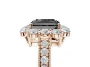 Fancy Black Radiant Cut Lab-Grown Diamond Halo Pavé Engagement Ring Set in Rose Gold with Milgrain Detailing