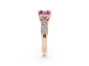 Asscher Cut Multi Row Pave Engagement Ring Setting for a Fancy Pink Lab-Grown Diamond | Rose Gold