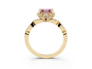 Asscher Cut Milgrain Halo Engagement Ring Setting for a Fancy Pink Lab-Grown Diamond | Graduated Shoulders | Yellow Gold