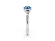 Fancy Blue Round Cut Diamond Solitaire Vine Band Ring Set in Platinum with Round Accents and Prong Setting
