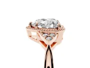 Heart-Shaped Milgrain Frame Engagement Ring Setting | Accent Clusters | Rose Gold