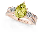 Pear-Shaped Three-Stone Twist Engagement Ring Setting for a Fancy Yellow Lab-Grown Diamond | Rose Gold