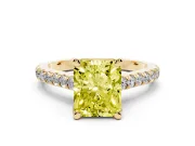 Radiant Cut Hidden Halo Pave Engagement Ring Setting for a Fancy Yellow Lab-Grown Diamond | Claw Prongs | Yellow Gold