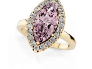 Marquise Thin Halo Engagement Ring Setting for a Fancy Pink Lab-Grown Diamond | Plain Polished Band | Yellow Gold