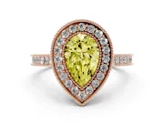 Pear-Shaped Vintage Milgrain Halo Engagement Ring Setting for a Fancy Yellow Lab-Grown Diamond | Bezel Head | Rose Gold