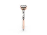Princess Cut Baguette Side Stone Engagement Ring Setting for a Black Center | Rose Gold