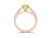 Cushion Cut Halo Pavé Engagement Ring Setting for a Fancy Yellow Lab-Grown Diamond | Rose Gold