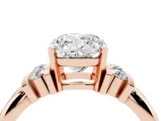 Cushion Cut Bar-Set Accent Engagement Ring Setting | Grooved Band | Rose Gold