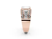 Emerald Cut Men's Graduated Baguette Engagement Ring Setting | Raised Frame Head | Rose Gold