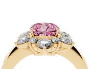 Cushion Cut Cluster Halo Engagement Ring Setting for a Fancy Pink Lab-Grown Diamond | Yellow Gold