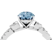 Fancy Blue Pear Cut Diamond Solitaire Leaf-Inspired Ring Set in Silver with Pavé Band and Prong Setting