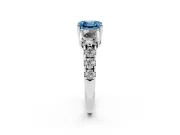Asscher Cut Three Stone Engagement Ring Setting for a Fancy Blue Lab-Grown Diamond | Accented Shoulders | Platinum