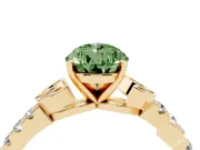 Pear-Shaped Leaf Pavé Engagement Ring Setting for a Fancy Green Lab-Grown Diamond | Yellow Gold