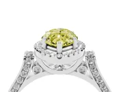 Fancy Yellow Marquise Cut Diamond Halo Ring Set in Platinum with Pavé-Lined Split Shank Band