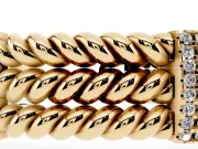 Round Lab-Grown Diamond Pavé Triple Rope Bracelet | Stone-Set Crossbars | Yellow Gold