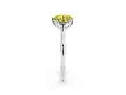 Fancy Yellow Round Cut Diamond Solitaire Cathedral Ring Set in Silver with Prong Setting