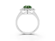 Round Scalloped Cluster Halo Engagement Ring Setting for a Fancy Green Lab-Grown Diamond | Plain Band | Platinum