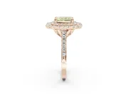 Canary Yellow Radiant Cut Lab-Grown Diamond Double Halo Statement Ring Set in Rose Gold with Pavé Band