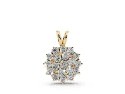 Round Lab-Grown Diamond Rosette Cluster Pendant Necklace | Double-Wire Bail | Yellow Gold
