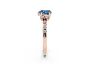 Heart-Shaped Side Stone Engagement Ring Setting for a Fancy Blue Lab-Grown Diamond | Pave Band | Rose Gold