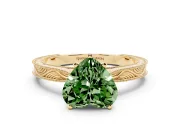 Heart-Shaped Engraved Engagement Ring Setting for a Fancy Green Lab-Grown Diamond | Yellow Gold