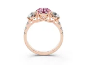 Round Three Stone Engagement Ring Setting for a Fancy Pink Lab-Grown Diamond | Accented Shoulders | Rose Gold