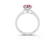 Round Pave Solitaire Engagement Ring Setting for a Fancy Pink Lab-Grown Diamond | Sweeping Shoulders | White Gold