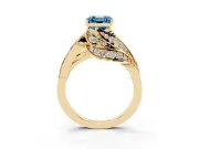 Asscher Cut Bypass Hidden Halo Engagement Ring Setting for a Fancy Blue Lab-Grown Diamond | Graduated Pavé | Yellow Gold