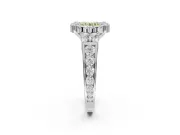 Round Halo Engagement Ring Setting for a Fancy Yellow Lab-Grown Diamond | Side Clusters | Platinum