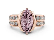 Marquise Half Bezel Engagement Ring Setting for a Fancy Pink Lab-Grown Diamond | Double Row Channel Band | Rose Gold