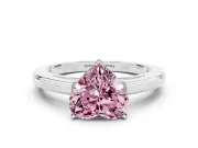 Fancy Pink Heart Cut Diamond Solitaire Ring Set in White gold with Prong Setting and Classic Band