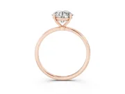 Round Thin Solitaire Engagement Ring Setting | Straight Plain Band | Rose Gold