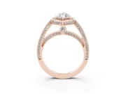Marquise Cut Diamond Halo Pavé Split Shank Ring Set in Rose gold with Prong Setting