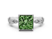 Princess Cut Vintage Engagement Ring Setting for a Fancy Green Lab-Grown Diamond | Platinum - Design NV-24637