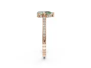 Pear-Shaped Vintage Cathedral Engagement Ring Setting for a Fancy Green Lab-Grown Diamond | Carved Band | Rose Gold