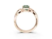 Radiant Cut Bypass Solitaire Engagement Ring Setting for a Fancy Green Lab-Grown Diamond | Pavé Strands | Rose Gold