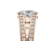 Oval Split Shank Pavé Engagement Ring Setting | Engraved Leaf Sides | Rose Gold