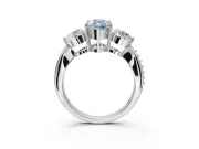 Pear-Shaped Three Stone Engagement Ring Setting for a Fancy Blue Lab-Grown Diamond | Tapered Pave Band | Platinum