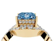Princess Cut Infinity Twist Engagement Ring Setting for a Fancy Blue Lab-Grown Diamond | Yellow Gold
