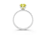 Cushion Cut Pave Engagement Ring Setting for a Fancy Yellow Lab-Grown Diamond | Slim Band | Platinum