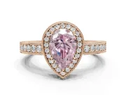 Pear-Shaped Milgrain Halo Engagement Ring Setting for a Fancy Pink Lab-Grown Diamond | Wide Pavé Band | Rose Gold