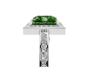 Fancy Green Princess Cut Diamond Halo Pavé Split Shank Ring Set in Platinum with Prong Setting