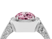Round Milgrain Halo Engagement Ring Setting for a Fancy Pink Lab-Grown Diamond | Side Stones | Sterling Silver